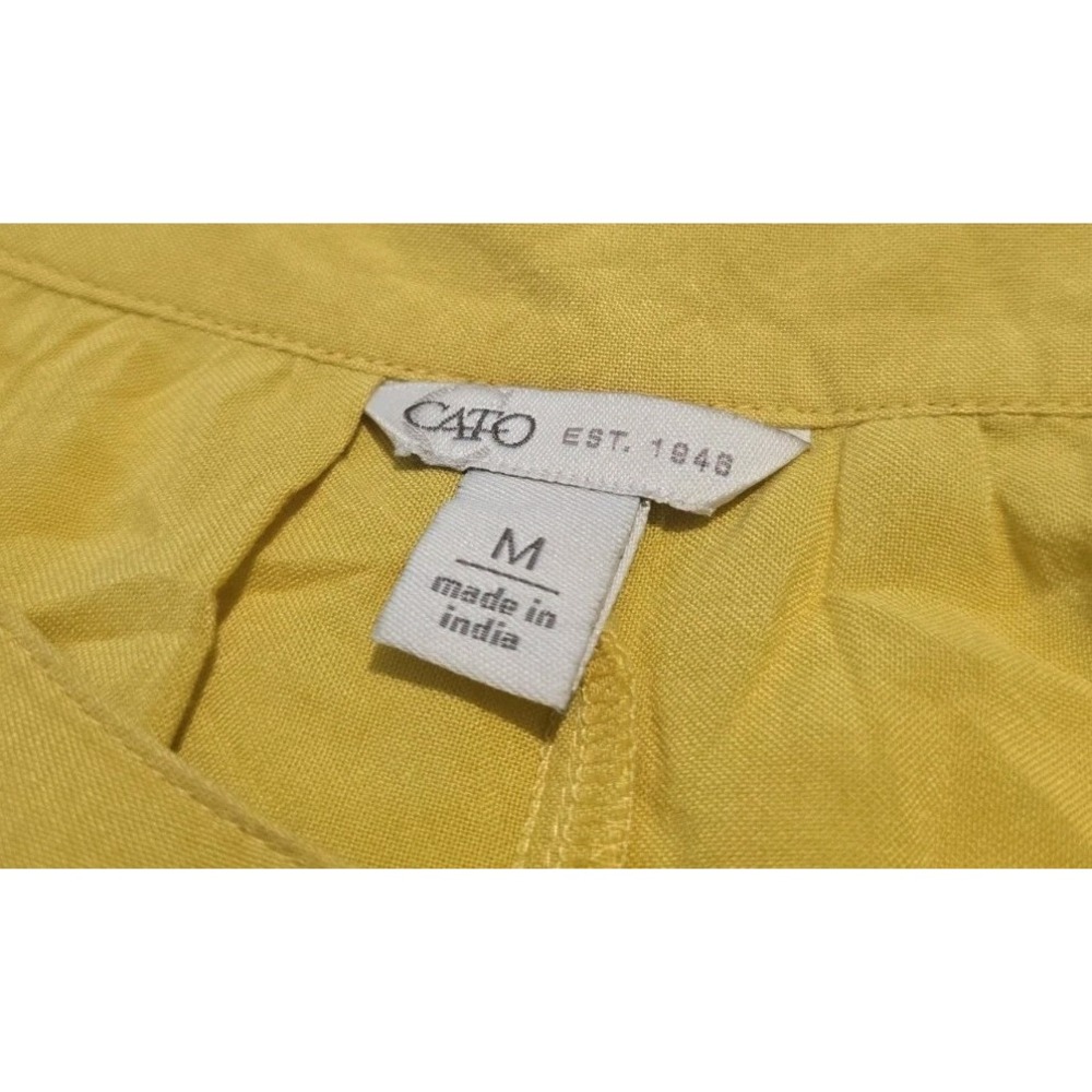 Cato Embroidered Dress Womens Size Medium Yellow Open Shoulder Boho Keyhole - Picture 6 of 8